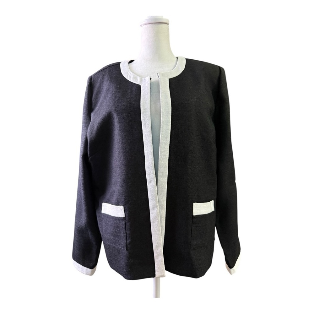 Leslie Fay Black & White Women's Jacket Plus Size 14